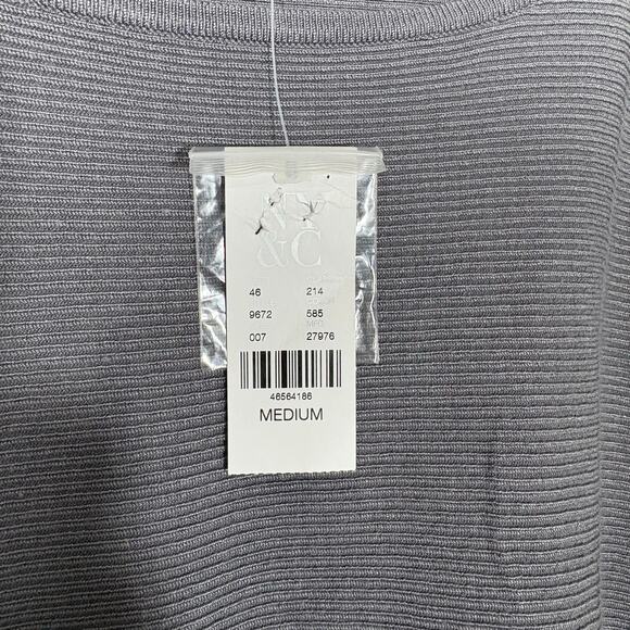 New York & Company NWT Gray Split Sleeve Ribbed Sweater - Medium - Minimalist - Picture 4 of 7